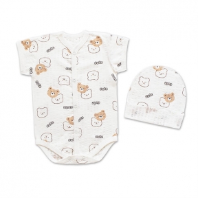 Боді з коротким рукавом та шапочка "Cute Bear" для малюків (інтерлок-жаккард)